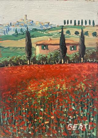 Art work by R. Berti Paesaggio - oil table 
